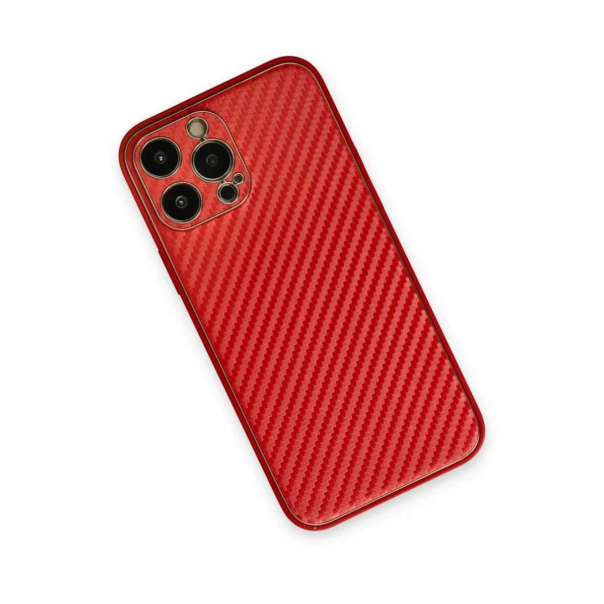 Apple İphone 13 Pro Max Kılıf Coco Karbon Silikon - Kırmızı görsel 2