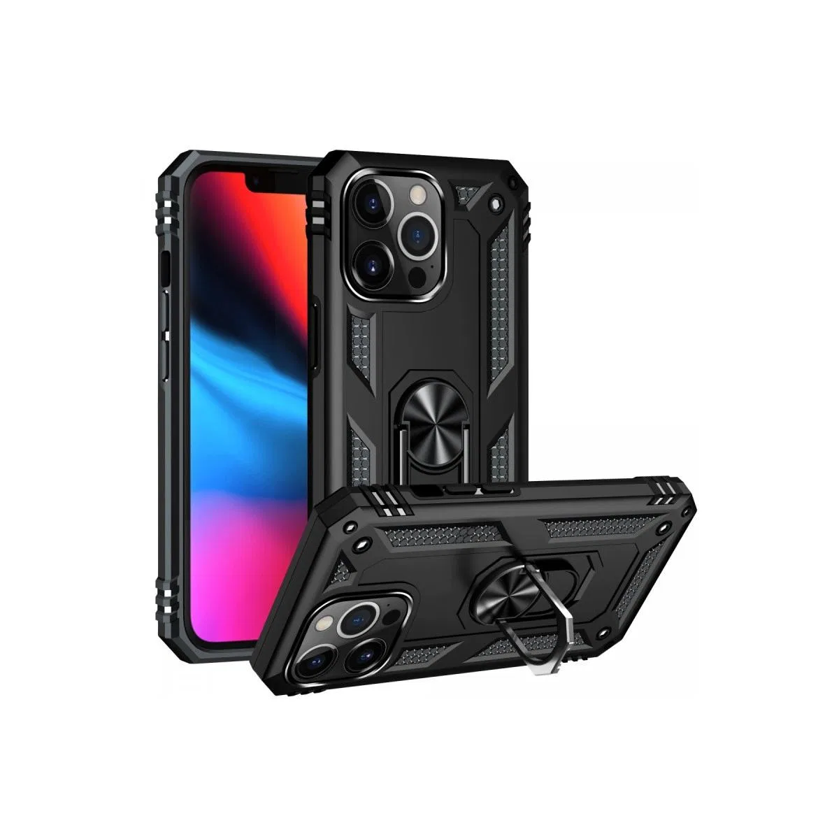 Apple İphone 13 Pro Max Kılıf Sofya Yüzüklü Silikon Kapak - Siyah görsel 2