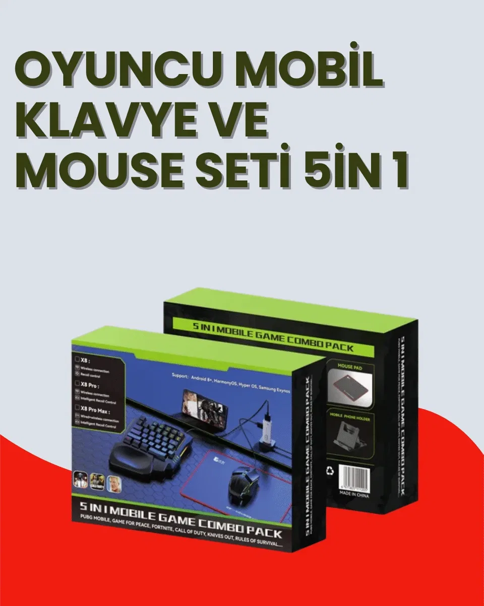 5in1 BT5. 3 Mobil Oyun Kiti Klavye Mouse Dönüştürücü Seti
