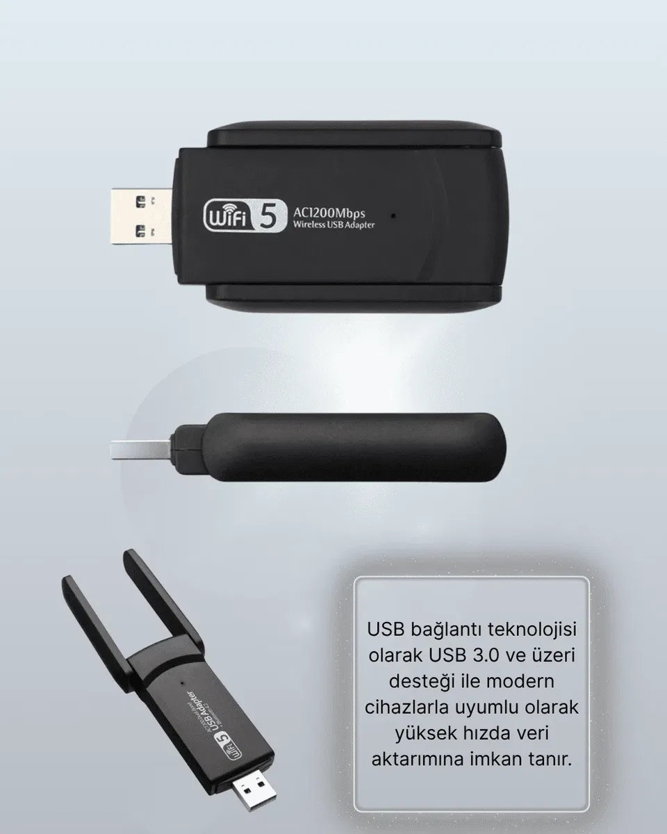 USB WiFi Adaptör – 1200 Mbps Hız görsel 5