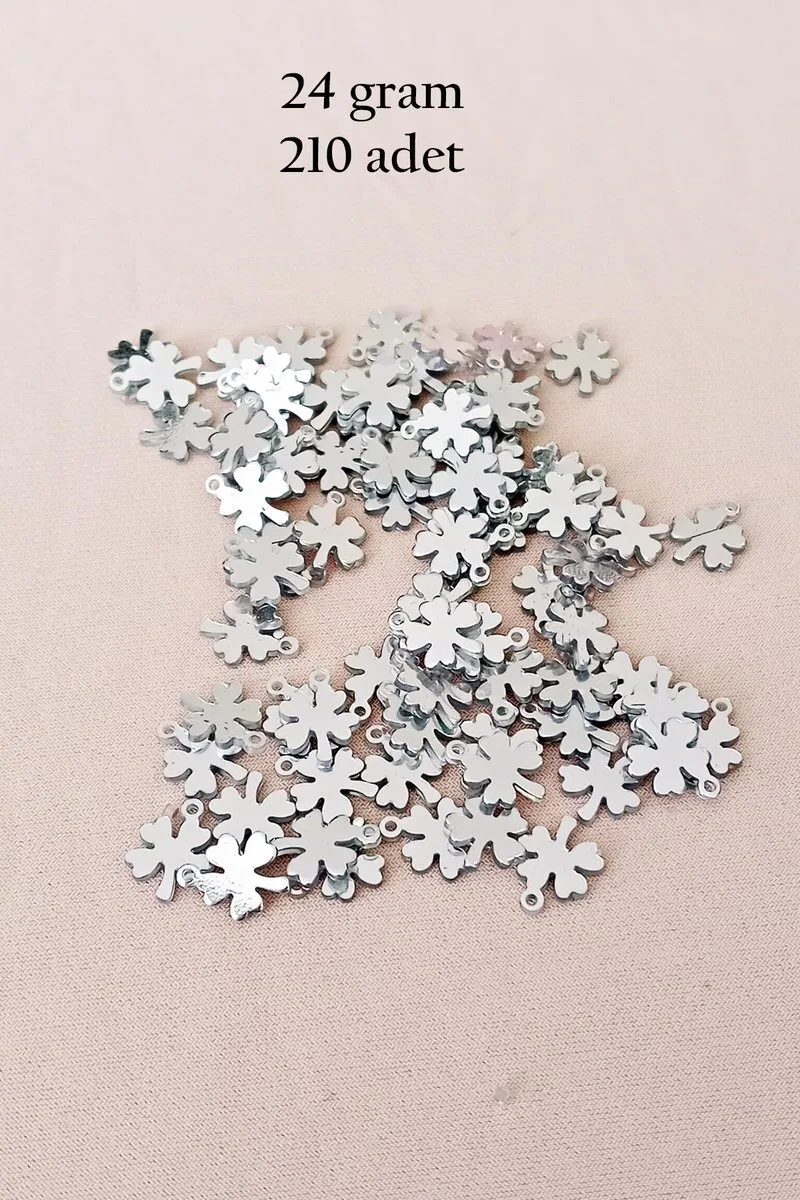 Oya Abiye Bileklik Kolye Pleksi Metalik Plastik Pul Gümüş Renk 24 gram 210 adet - BNC562