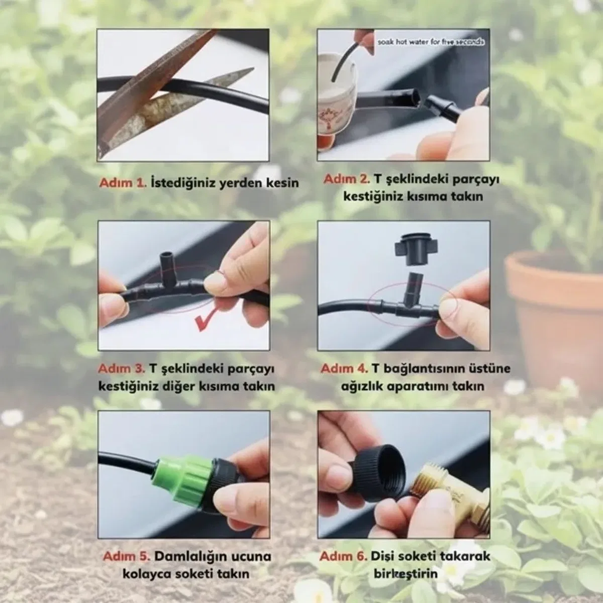 10 Metre Kendin Yap Açık Alan Serinletme Sistemi - Nozzle Başlıklı Bahçe Ve Teras Nemlendirme Seti görsel 3