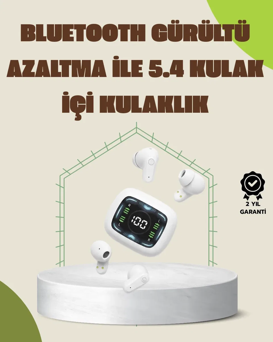 Bluetooth 5. 4 Teknolojili Kablosuz Kulaklık LED Göstergeli