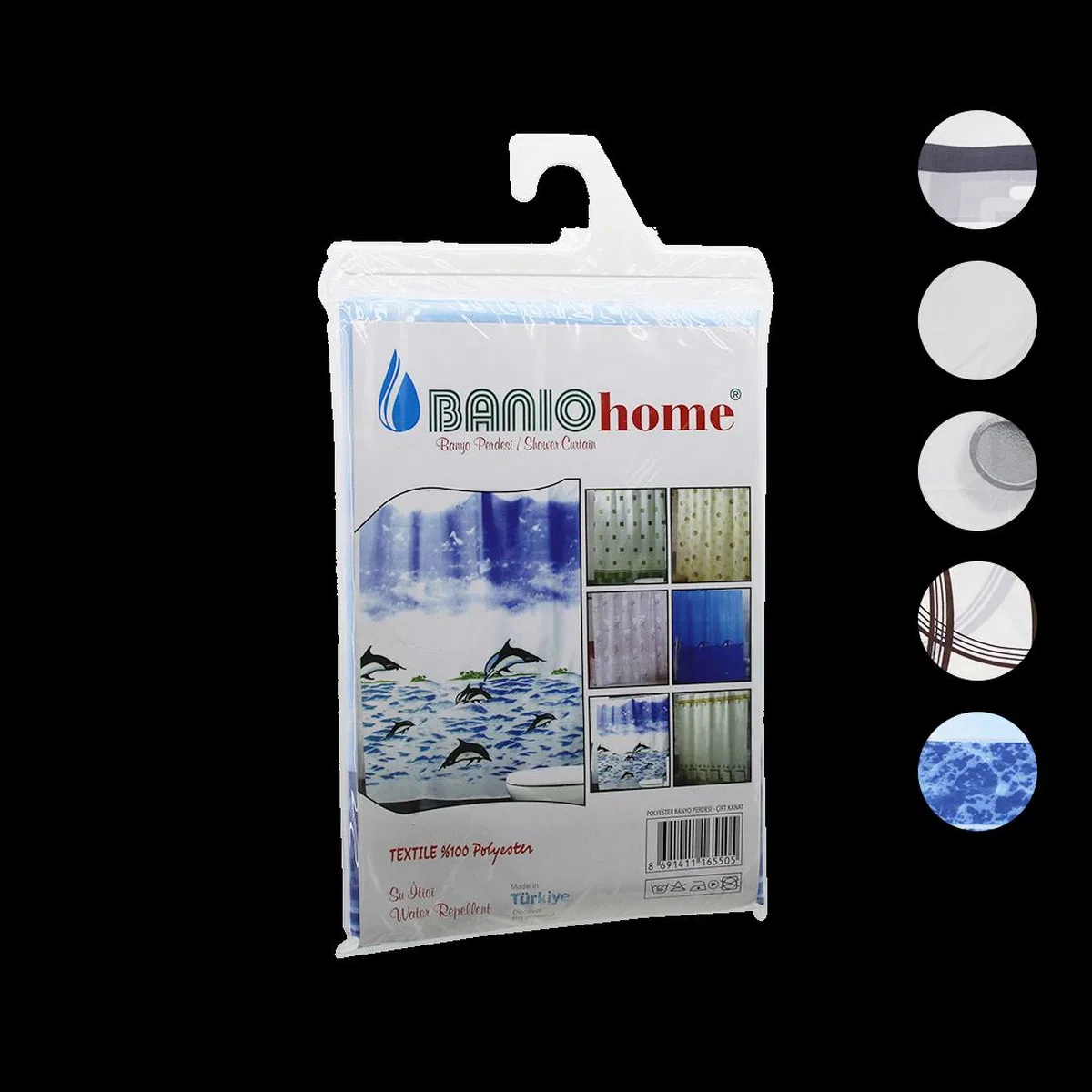 Su İtici Polyester Banyo Perdesi Çift Kanat görsel 2