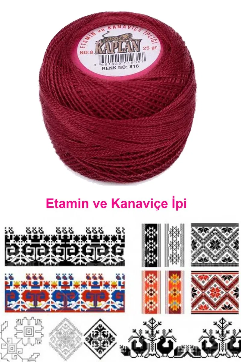 Kaplan Etamin Ve Kanaviçe İpi 8 No Kod/Renk: 818 - Royaleks görsel 2