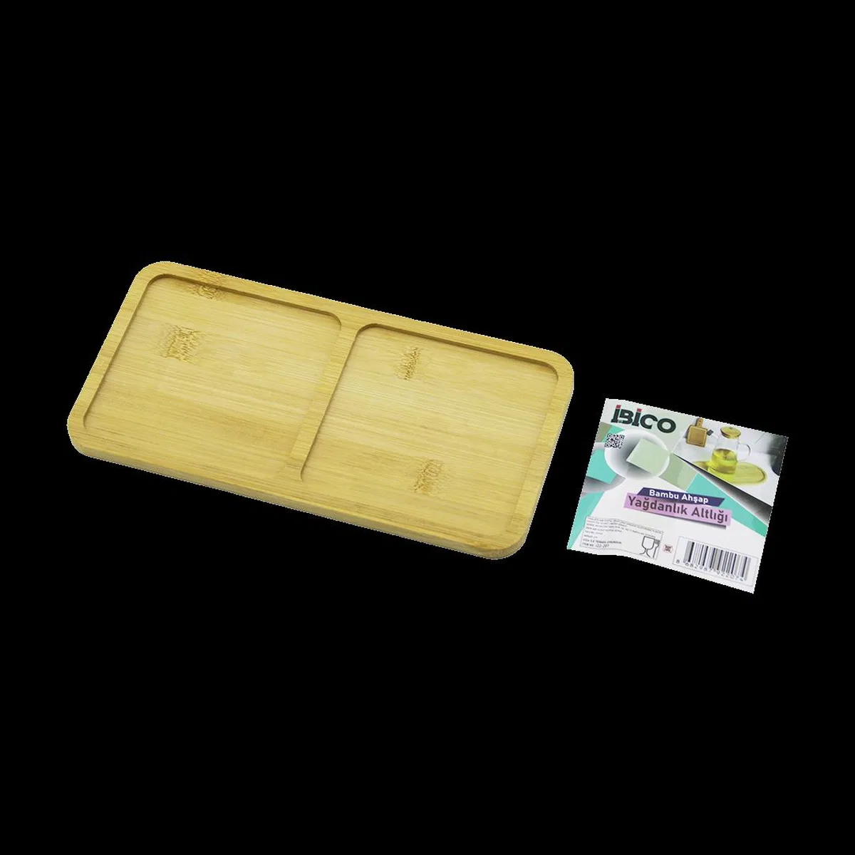 Bambu Ahşap 2 Bölmeli Dikdörtgen Mini Tepsi - 12x23. 4 cm görsel 2