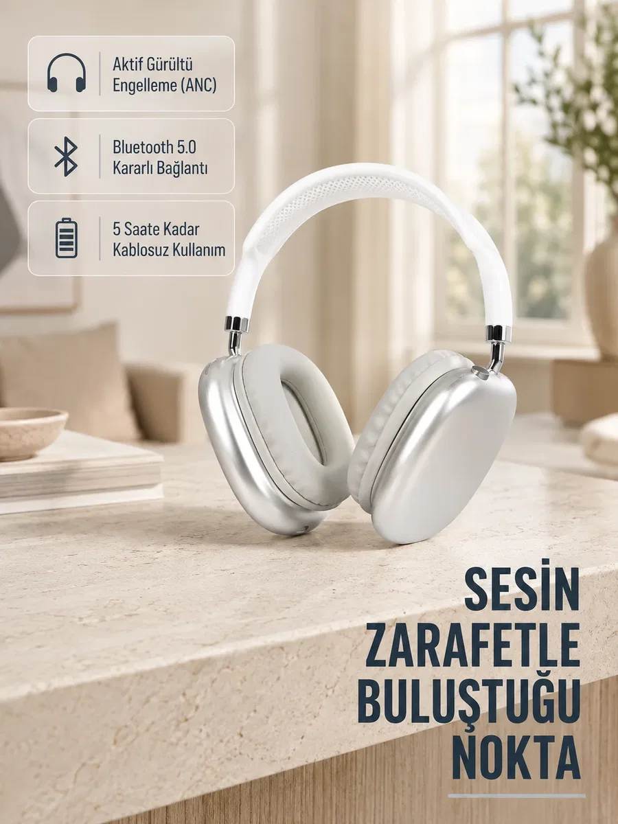 Bluetooth 5. 0 Kulak Üstü Kulaklık – Uzamsal Ses, Gürültü Engelleme, Ergonomik Tasarım