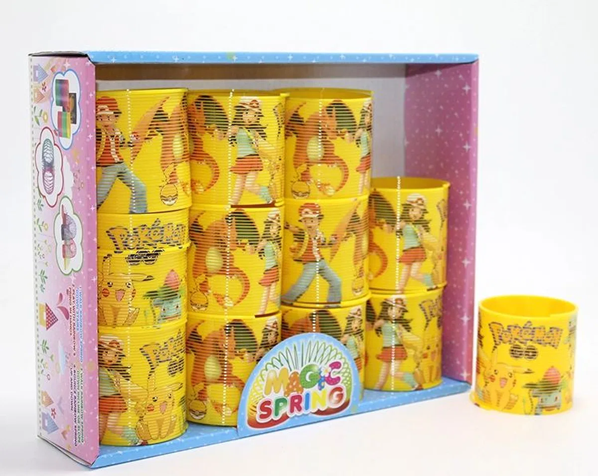 Pokemon Baskılı Stres Yayı - Sarı Plastik Nostaljik Oyuncak 12'li Seti Alk3984