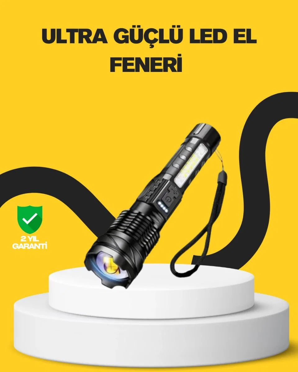 Güçlü Led El Feneri Şarj Edilebilir Çok Modlu