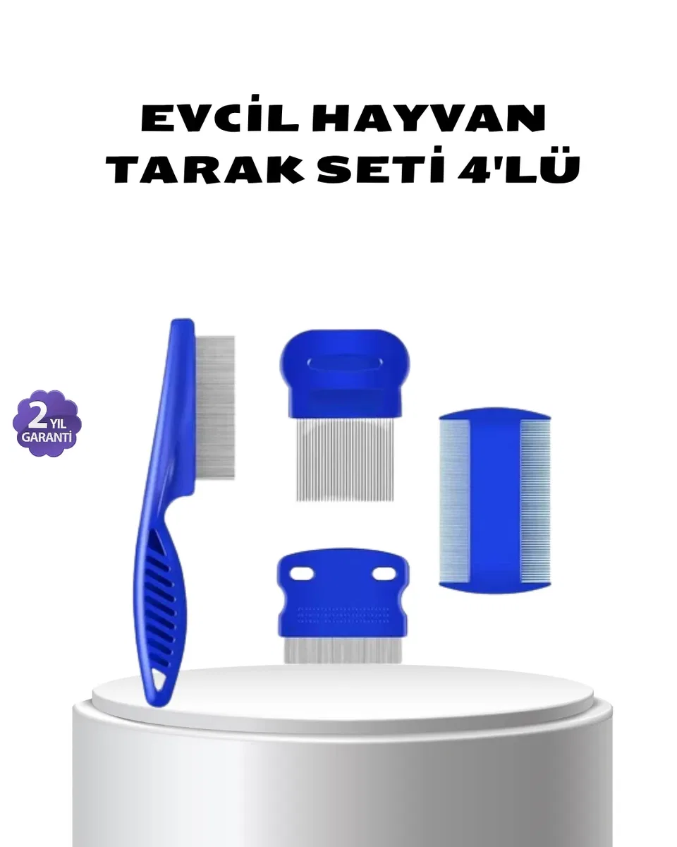 4’lü Evcil Hayvan Tüy Temizleme Seti – Paslanmaz Çelik, Plastik, Pratik ve Hijyenik Bakım