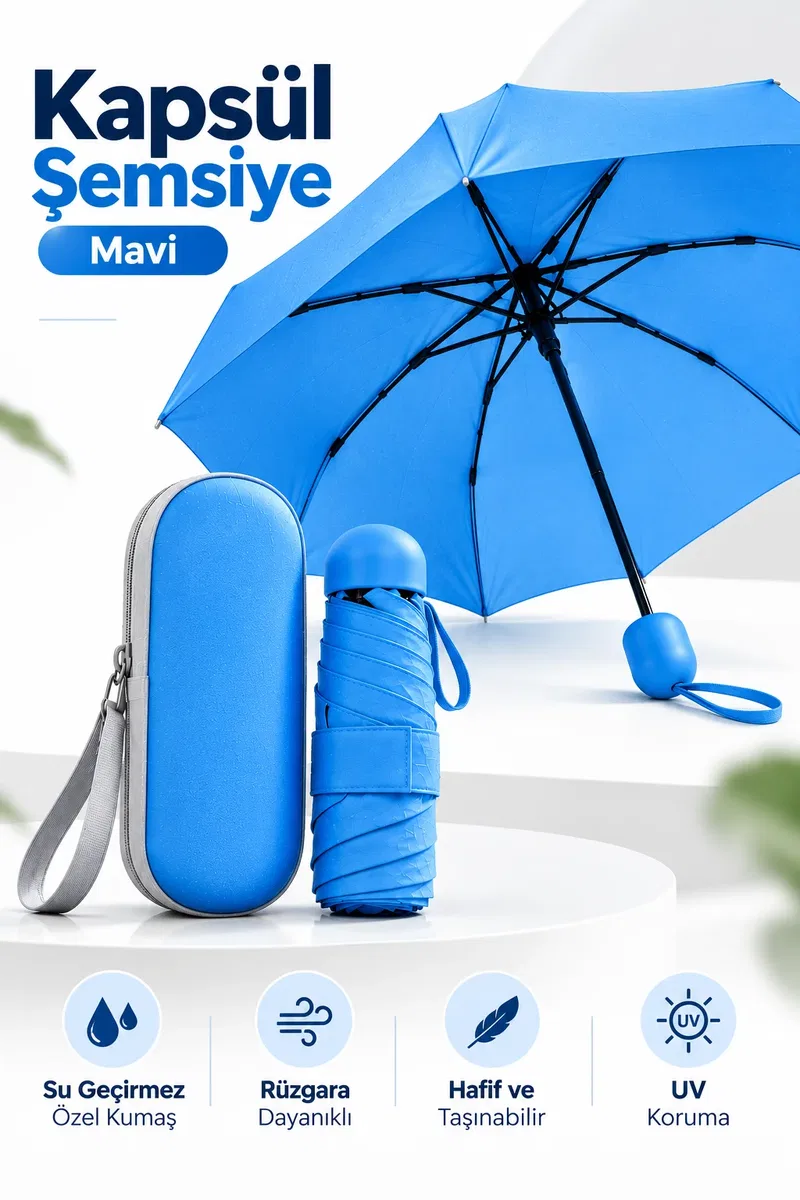 KAPSUL ŞEMSİYE MAVİ görsel 5