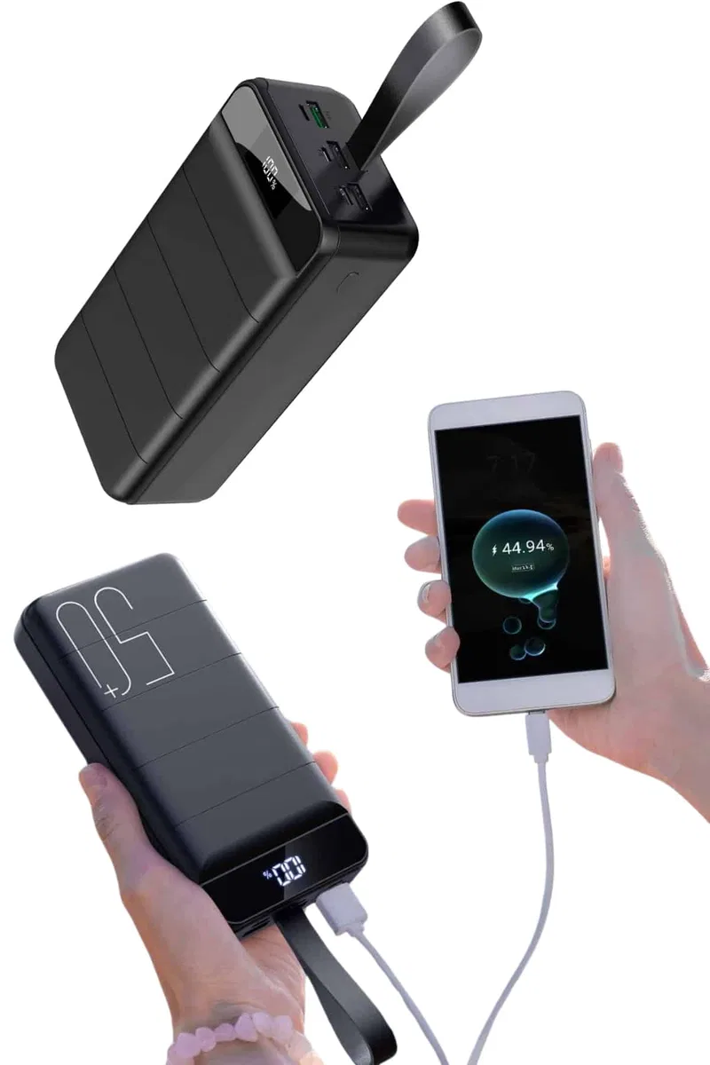 Taşınabilir Powerbank 50. 000 mAh 4 Girişli Hızlı Şarj Led Göstergeli Fenerli Şarj görsel 2