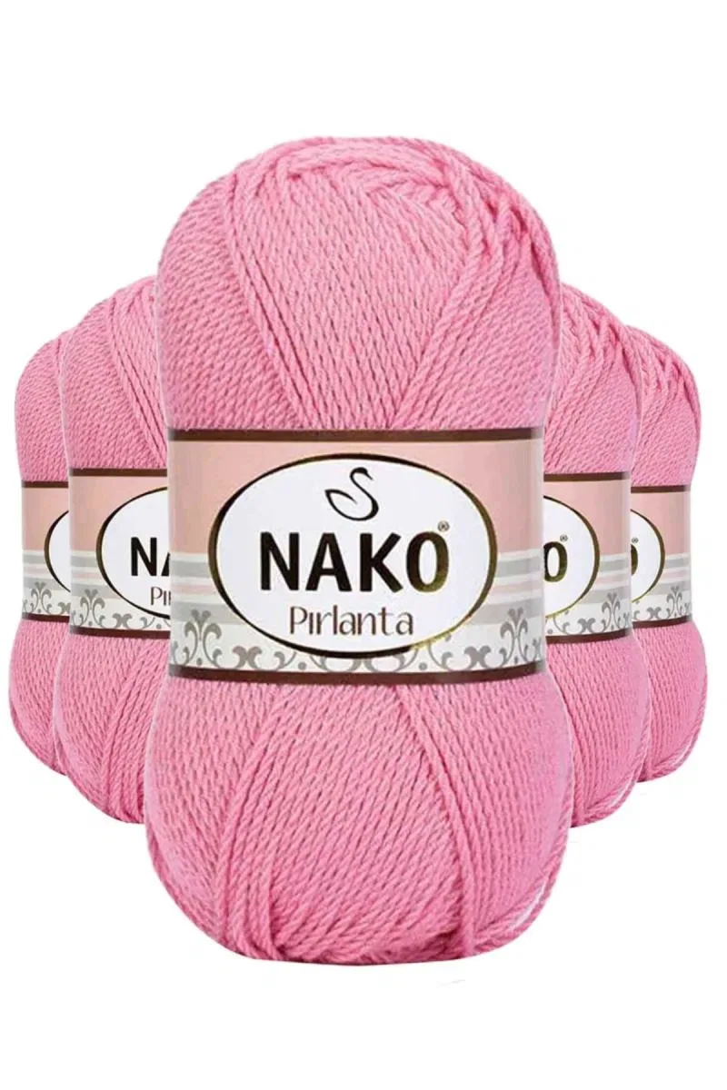 5 Adet Pırlanta Amigurumi El Örgü İpi Yünü Pembe 6740 - nako mudanis