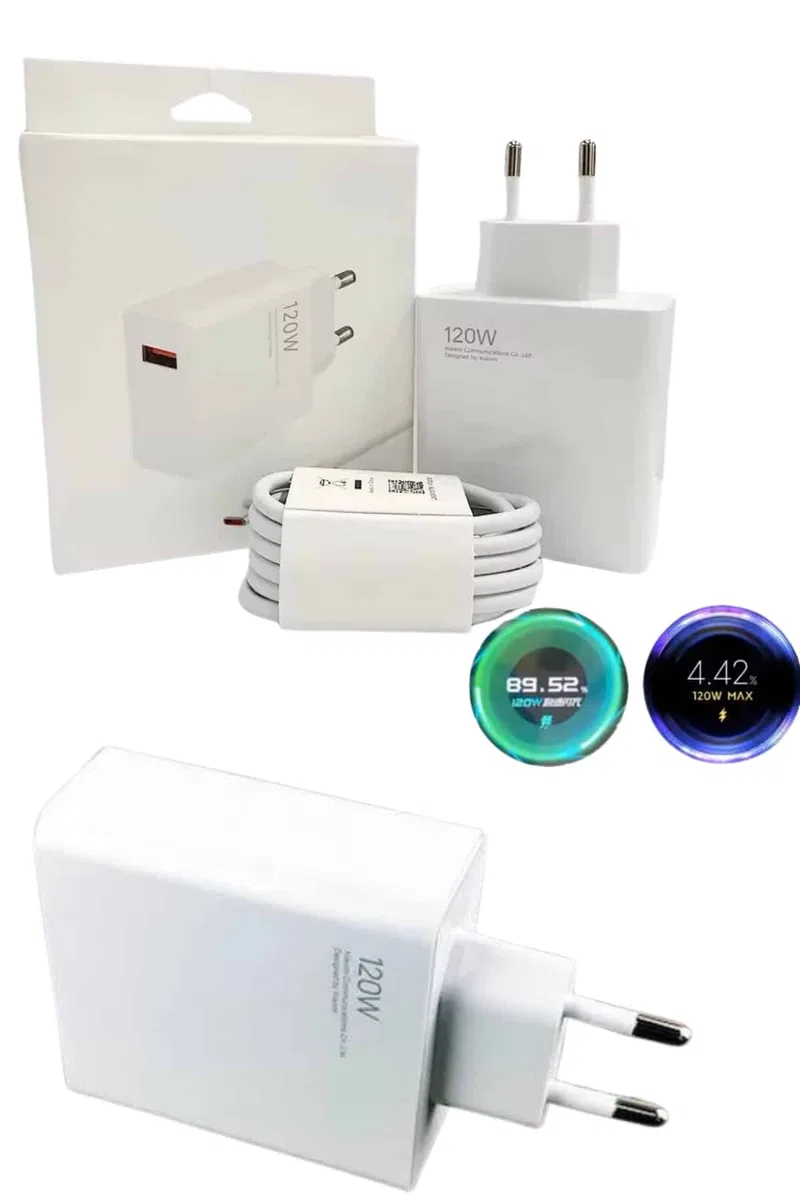120 Watt Turbo Hızlı Şarj Aleti Seti Hızlı Şarj Adaptörü Beyaz görsel 2