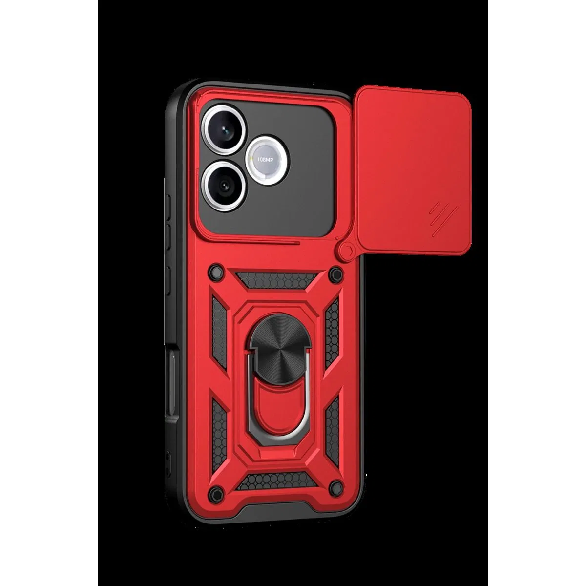 Huawei Honor 600 Lite Pars Lens Yüzüklü Silikon - Kırmızı görsel 2