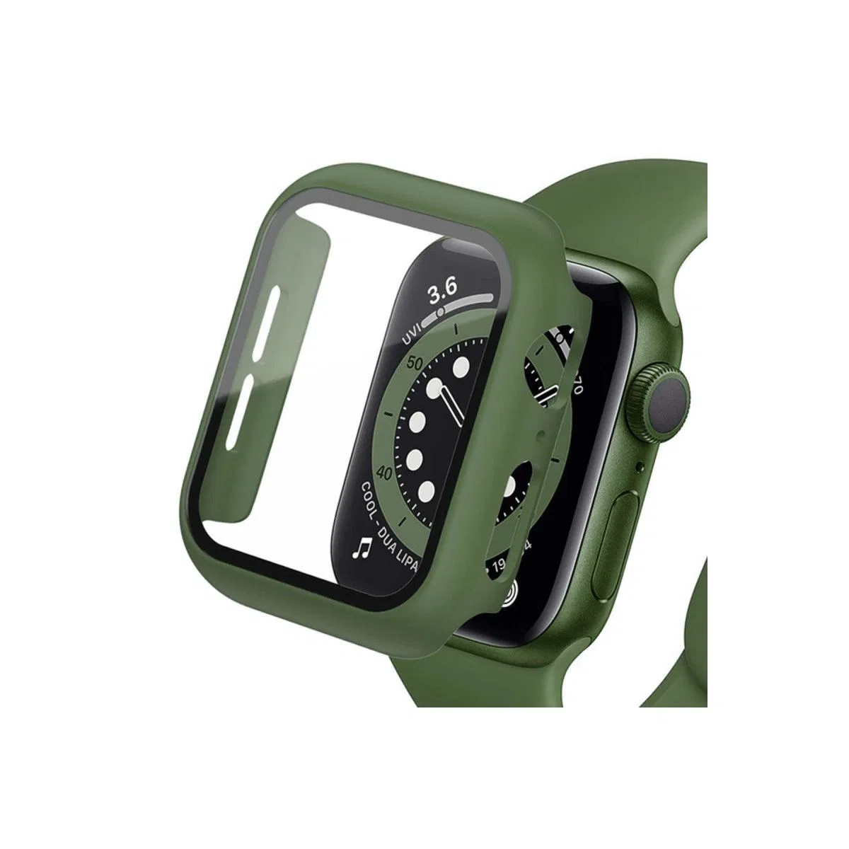 Apple Watch 40mm Camlı Kasa Ekran Koruyucu - Koyu Yeşil