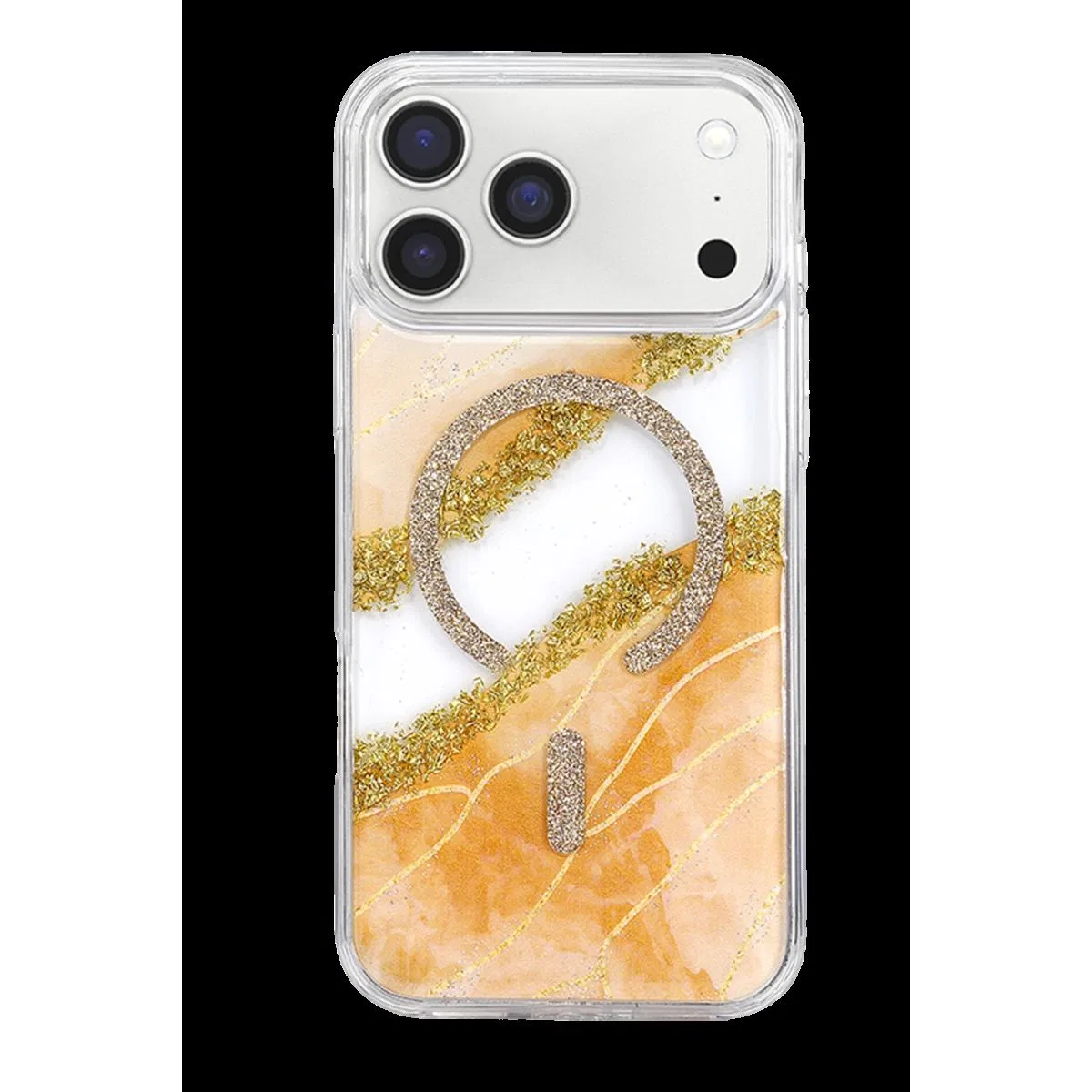 Onegif Apple İphone 17 Pro Max Lotus Simli Magsafe Kapak - Turuncu görsel 3