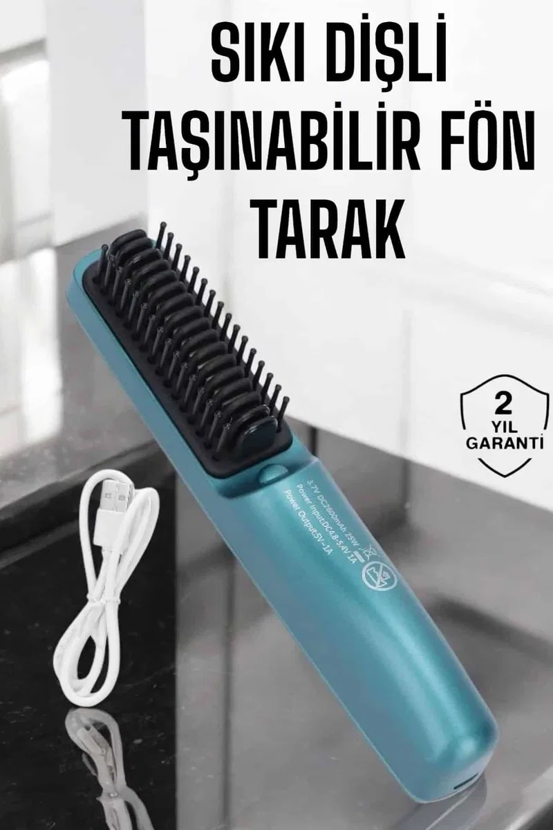 Saç Düzleştirici Fön Tarak Sıkı Dişli İyon Özelliği Şarjlı Taşınabilir