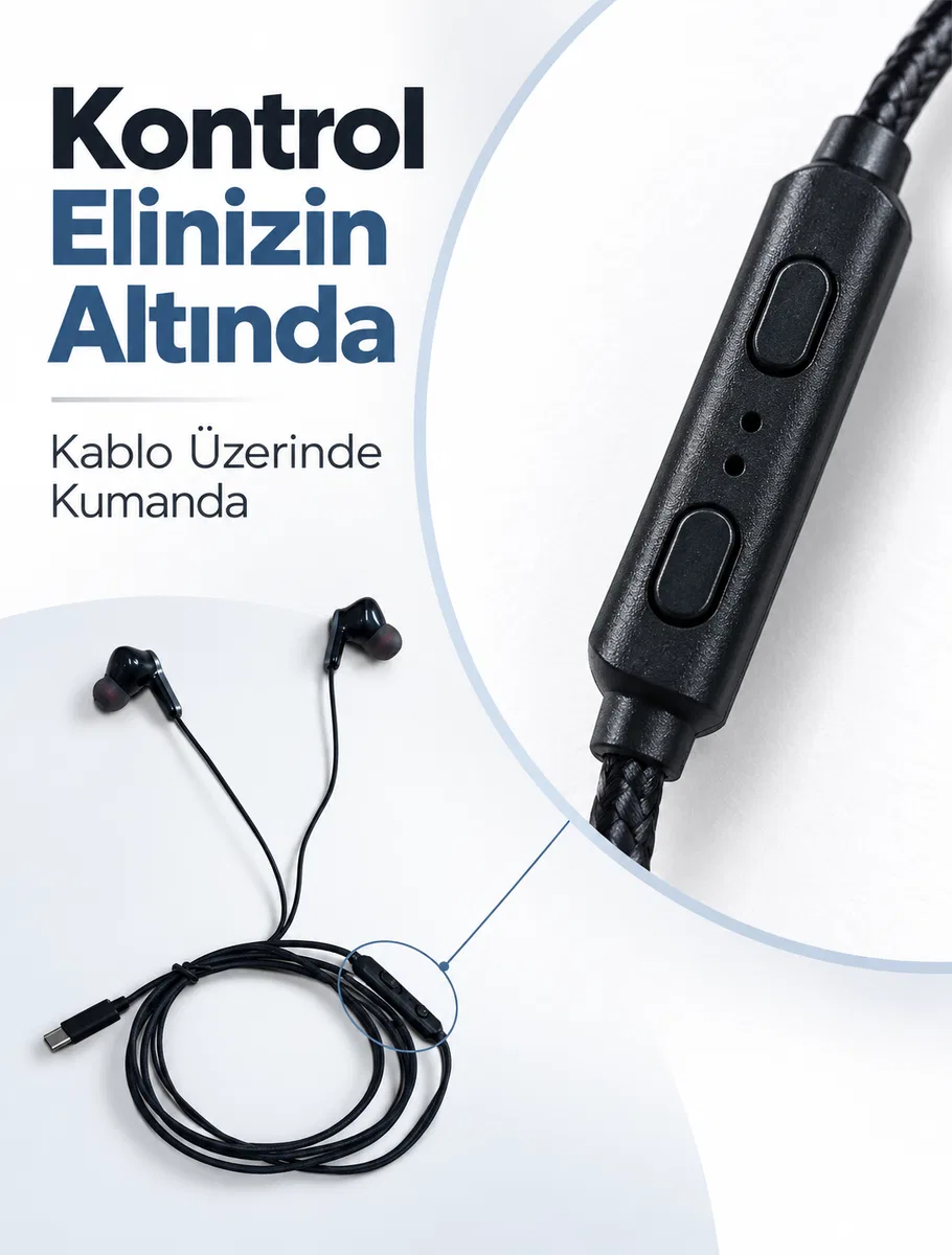 Müzik ve Sesli Görüşmeler İçin Type C Mikrofonlu Kulaklık