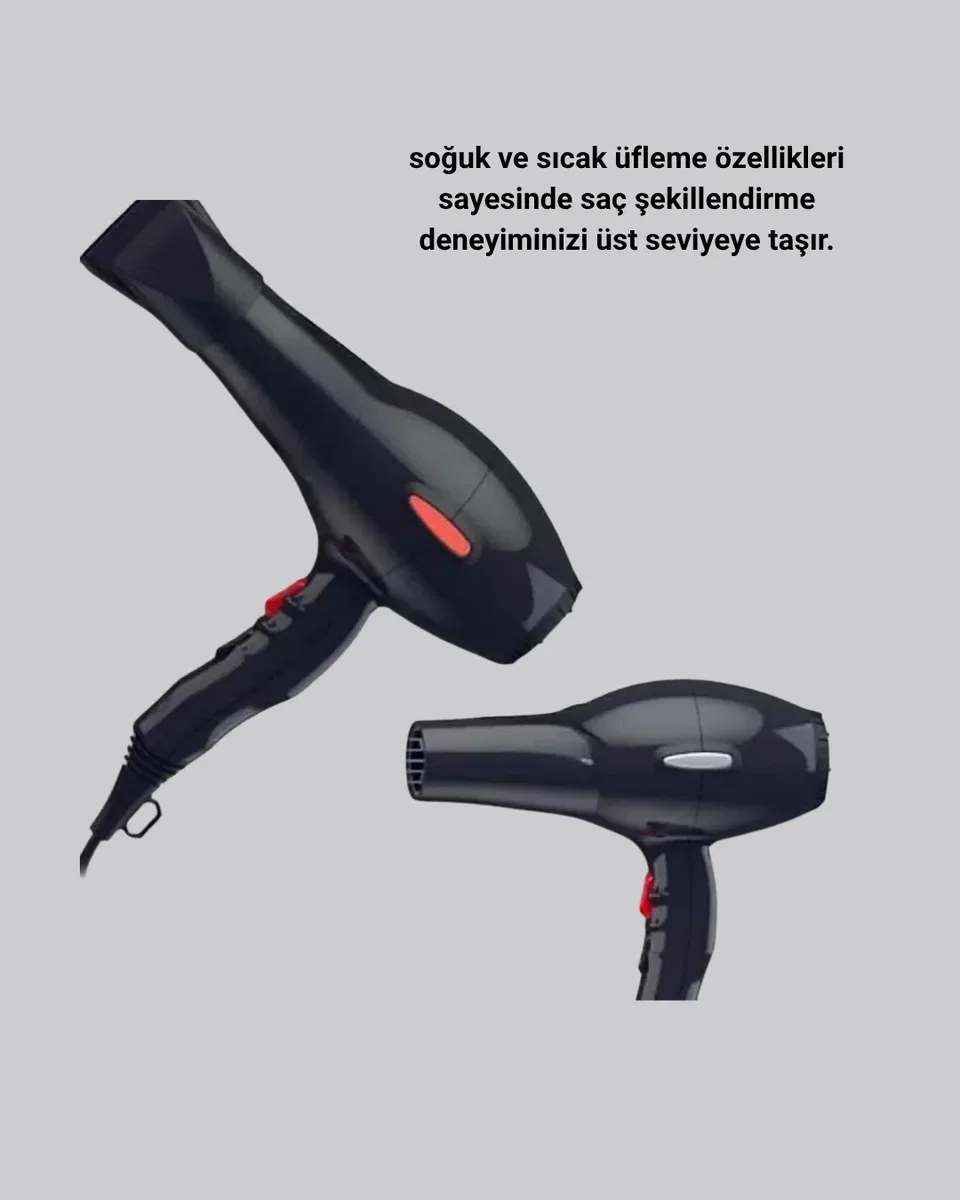 Profesyonel 2200W Fön Makinesi – AC Motorlu, Hızlı Kurutma, Hafif Tasarım görsel 4