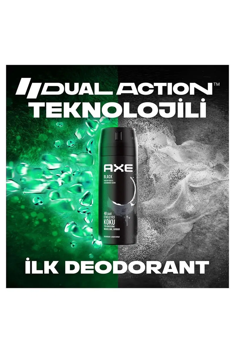 3 Adet Axe Erkek Deodorant & Bodyspray Black 48 Saat Etkileyici Koku Vücut Spreyi 150 ml görsel 5