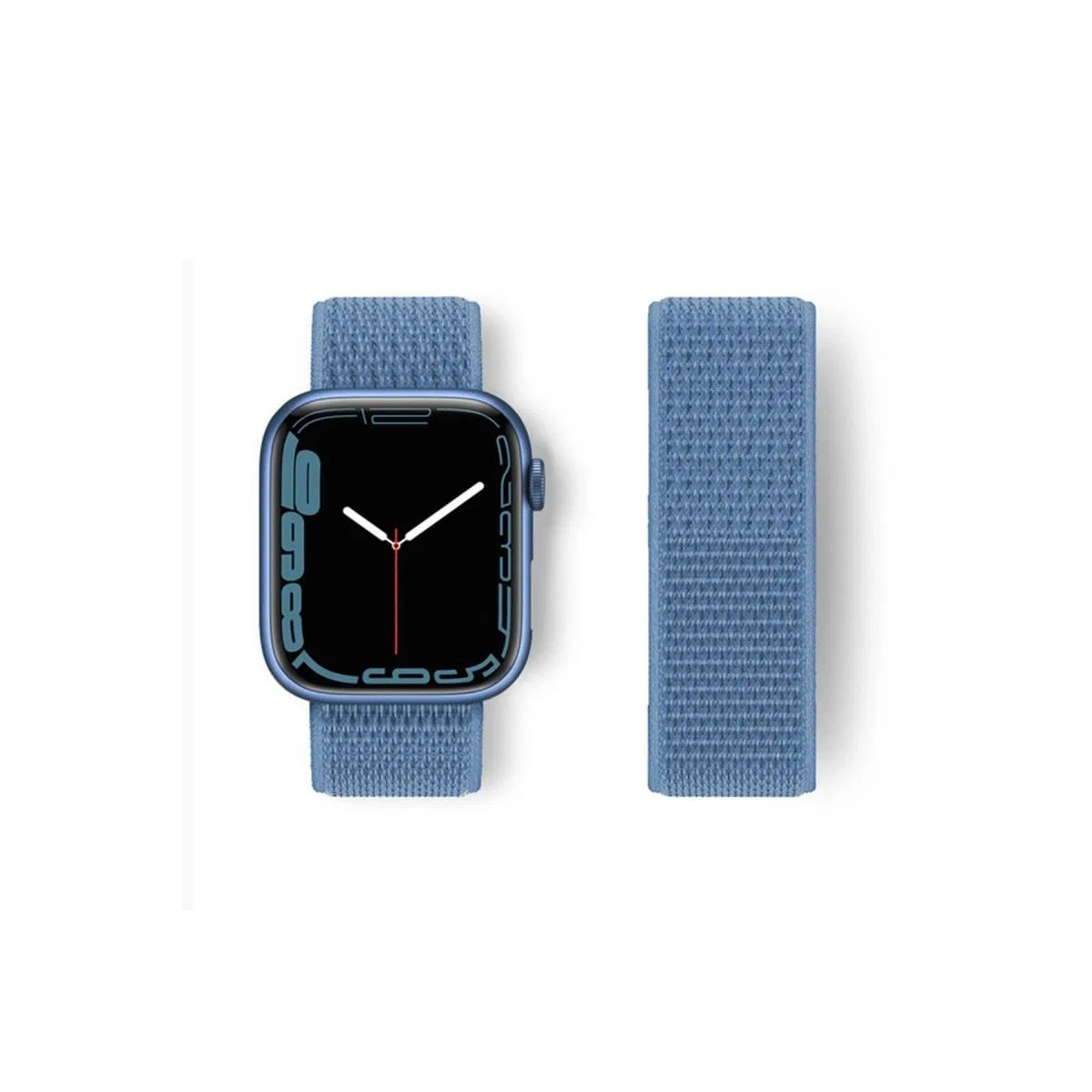 Apple Watch 42mm Hasırlı Cırtcırtlı Kordon - Mavi