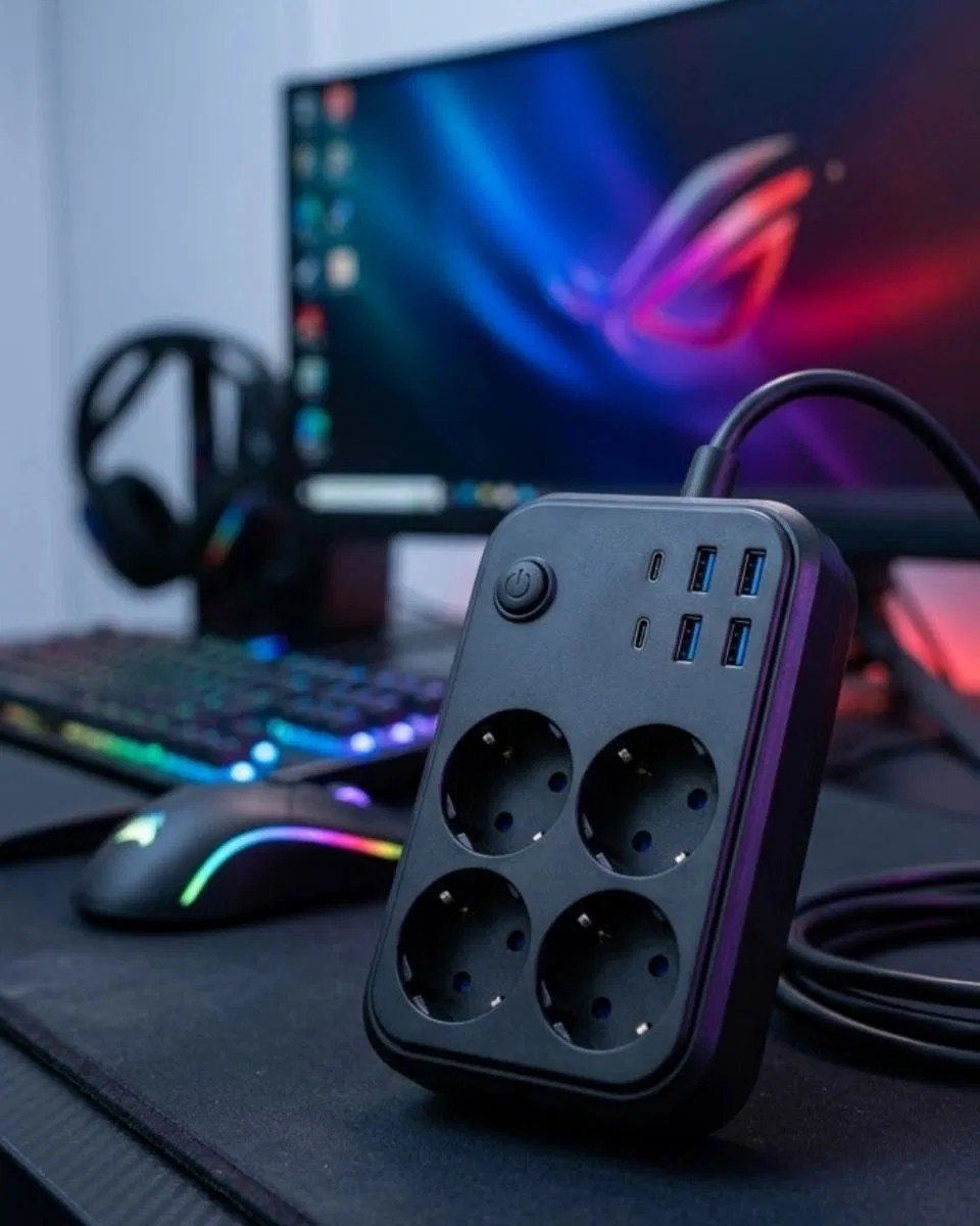 Akım Korumalı Çoklu Priz 4 Usb 2 Type C 4 Priz Güvenli Ve Hızlı Şarj