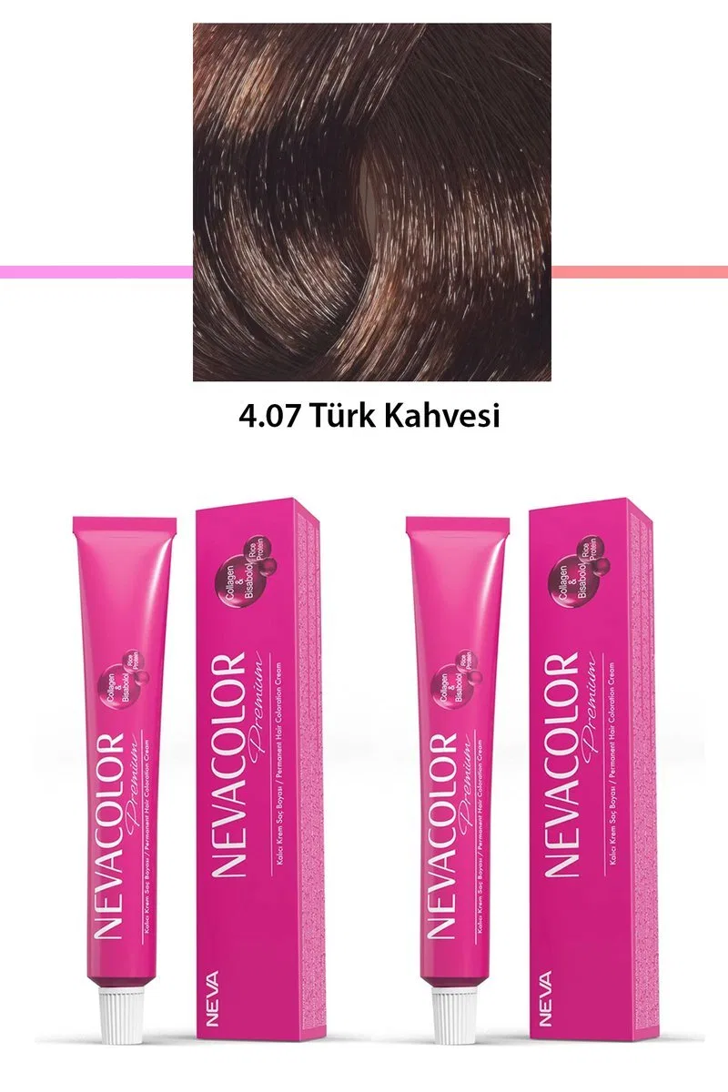 2 li Set Premium 4. 07 Türk Kahvesi - Kalıcı Krem Saç Boyası 2 X 50 g Tüp