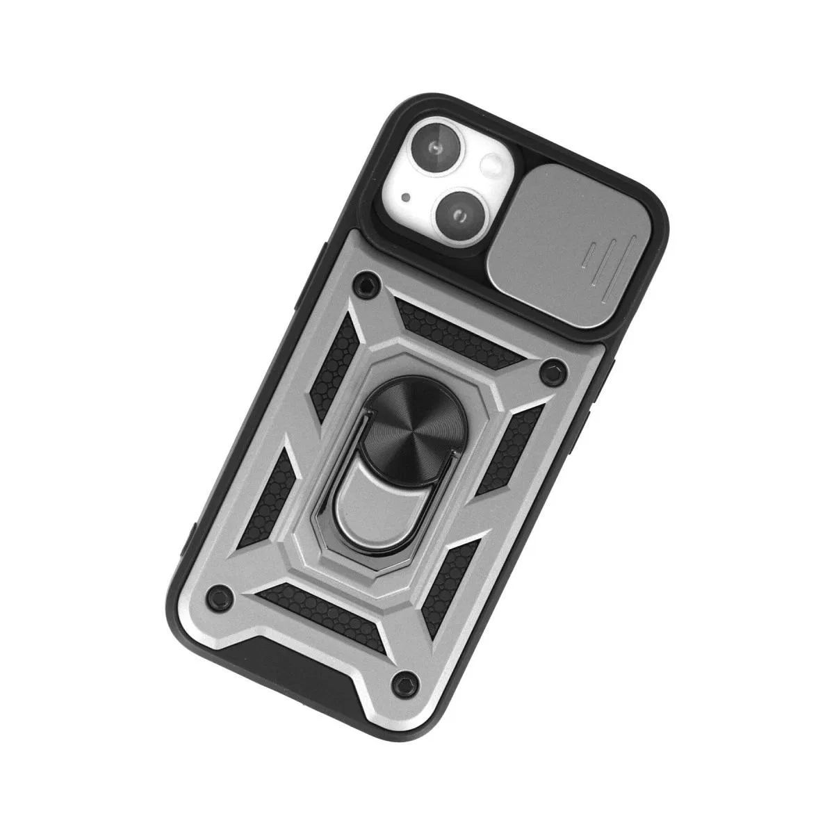 Apple İphone 15 Kılıf Pars Lens Yüzüklü Silikon - Gümüş görsel 3
