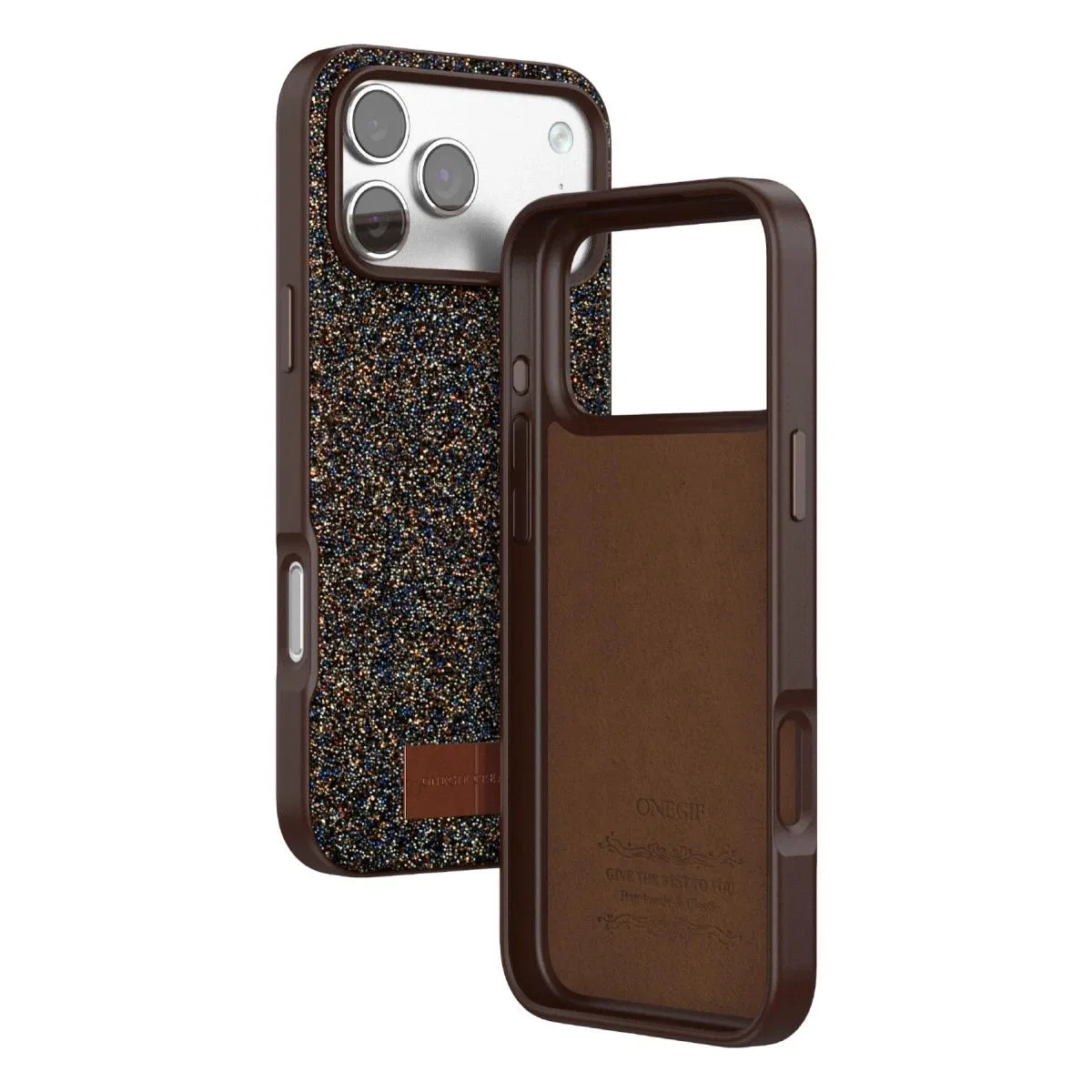 Onegif Apple İphone 17 Pro Max Bright Simli Kapak - Gold görsel 3