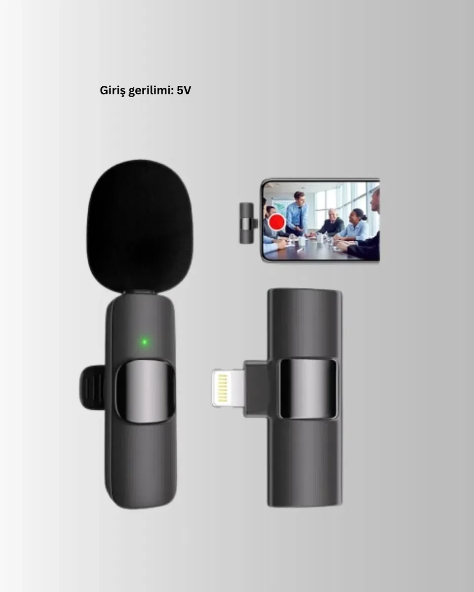 iPhone Uyumlu Çift Mikrofonlu Kablosuz Yaka Seti Profesyonel Ses görsel 5
