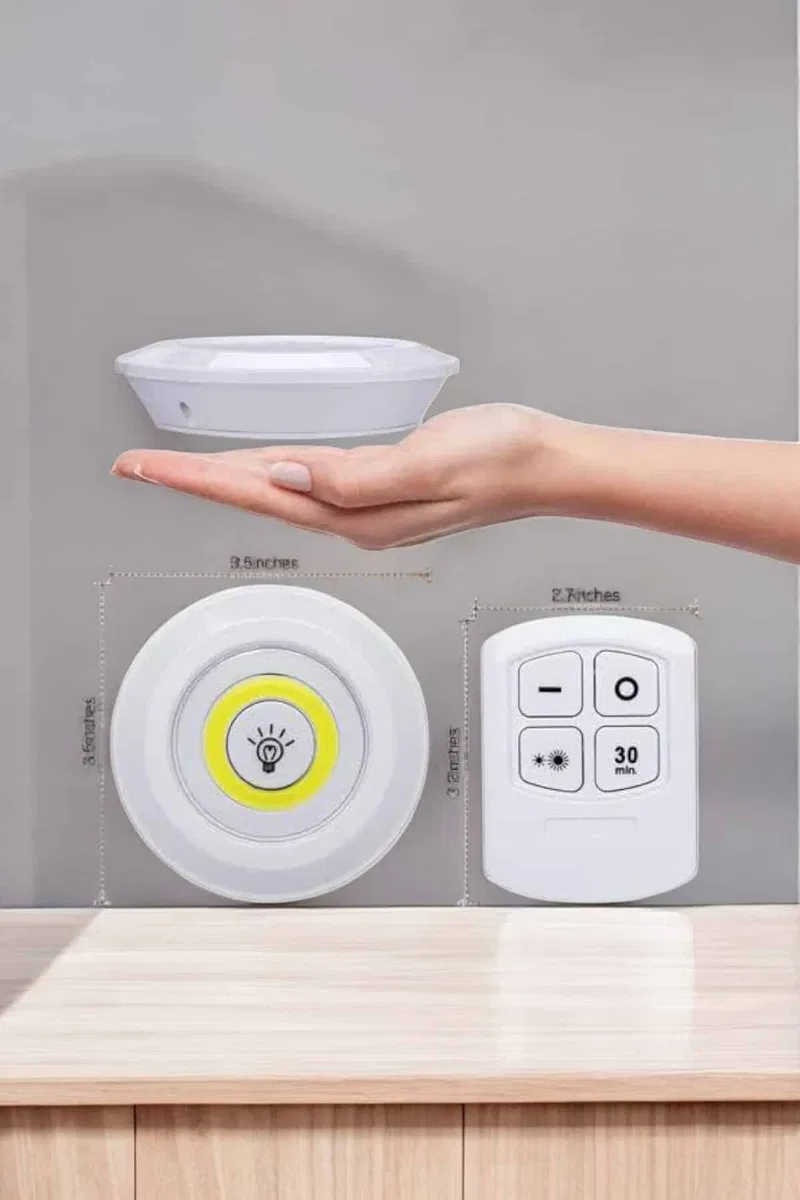 Led Lamba 3'lü Uzaktan Kumandalı Yapışkanlı Beyaz Işık görsel 2