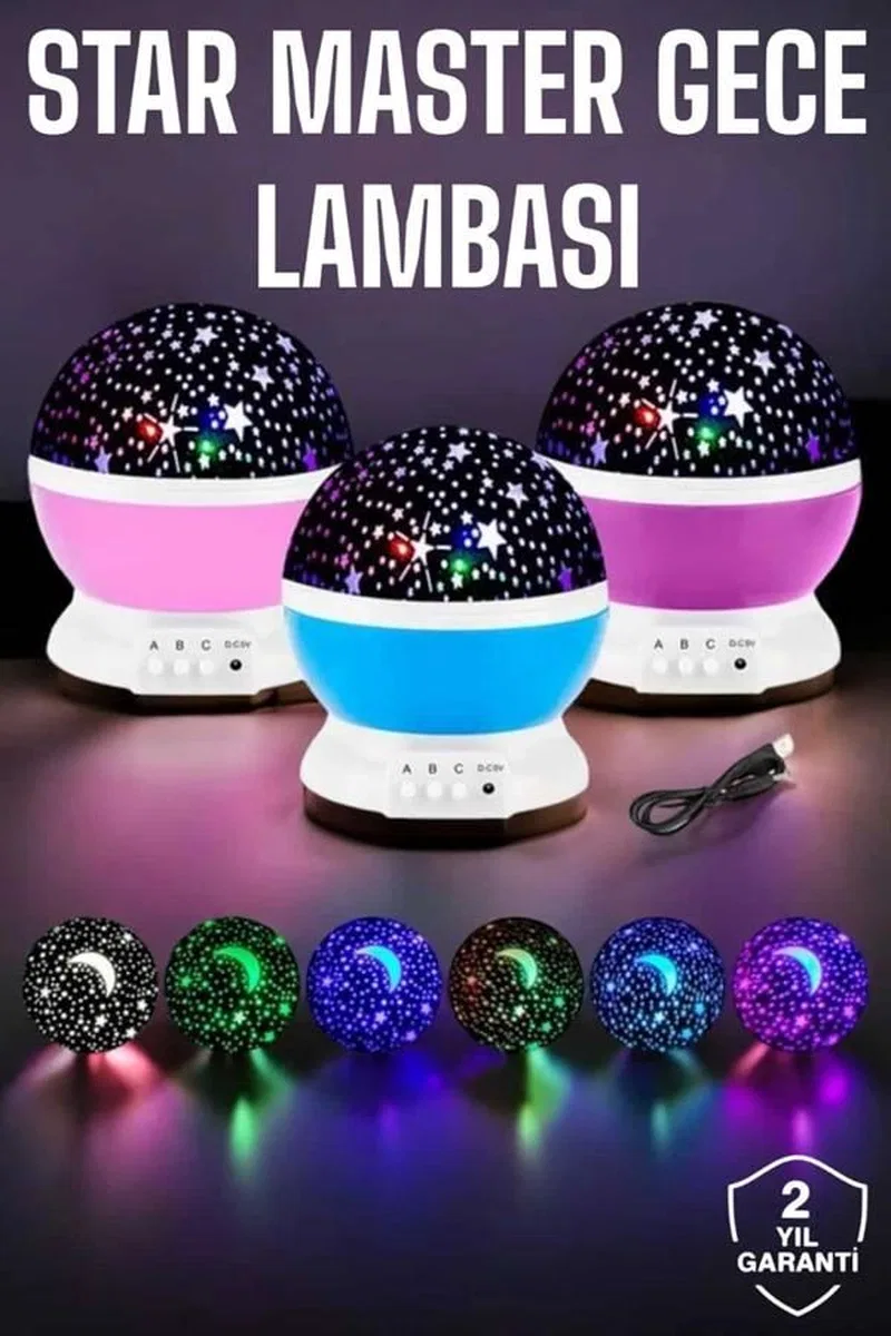 Mavi Ve Mor Işıklı Projeksiyon Lambası görsel 2