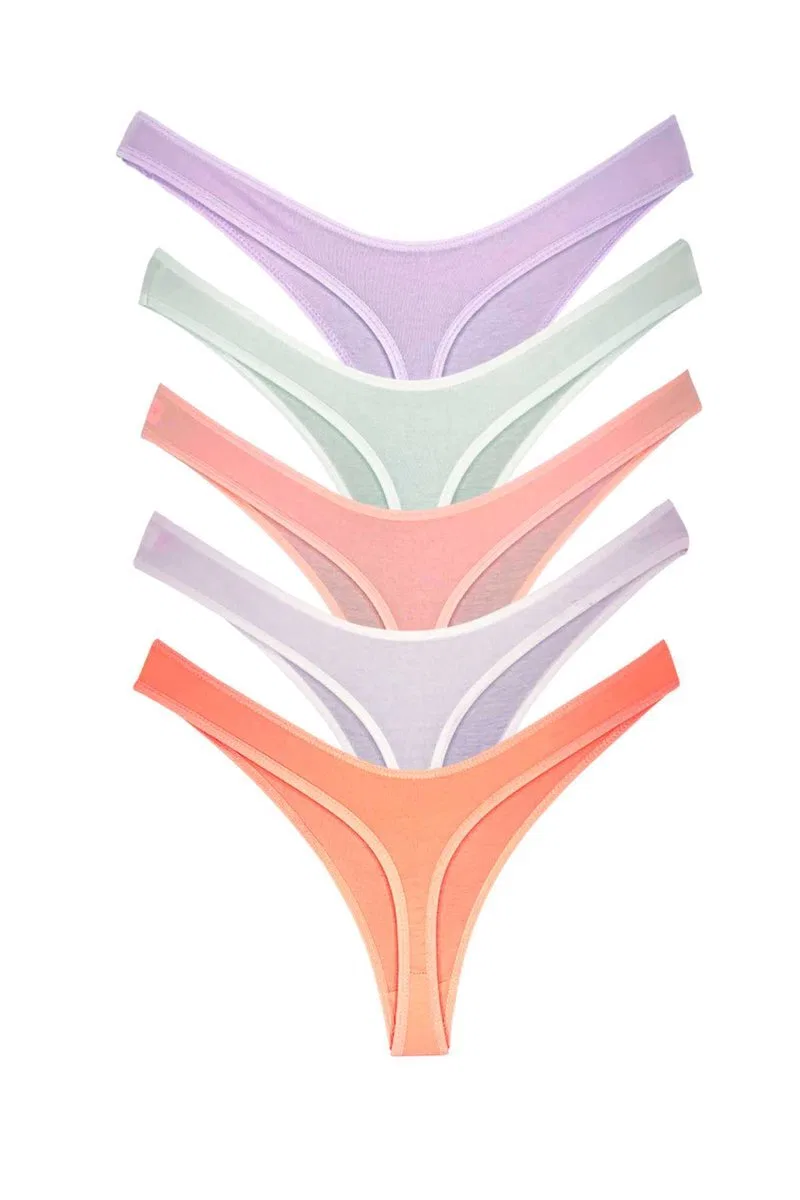 5 Adet Pamuklu Kadın Klasik Tanga Soft Renkler görsel 4