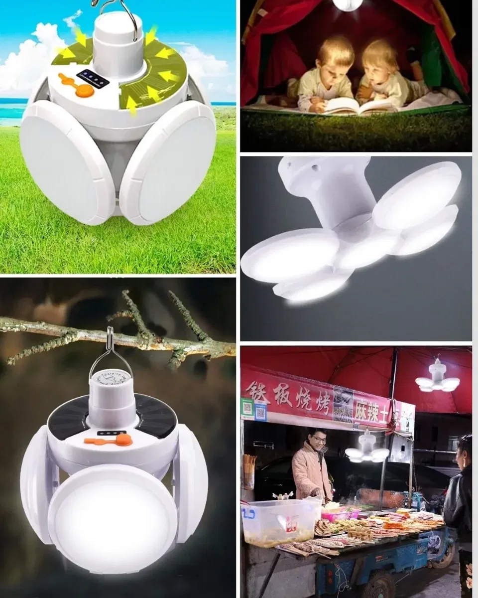 Solar ve USB Şarjlı Su Geçirmez Katlanabilir LED Lamba görsel 4
