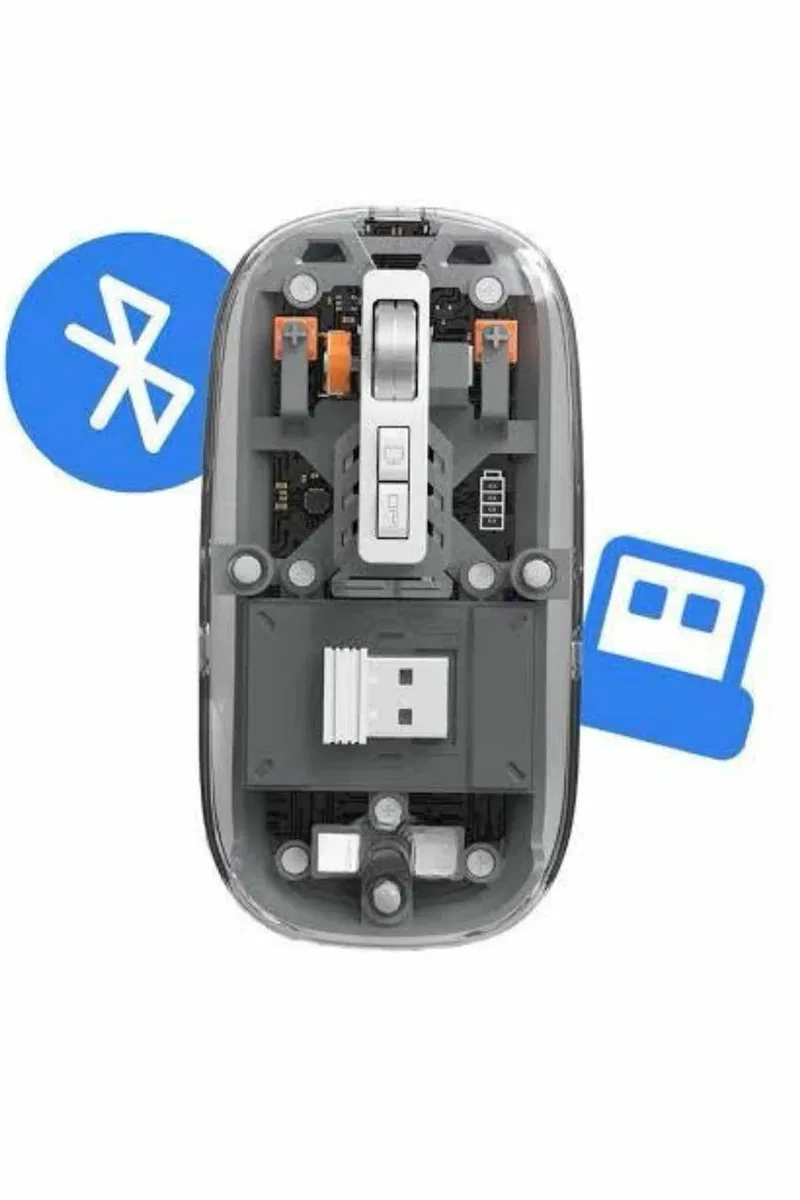 Kablosuz Mouse Fare Şarjlı Bluetooth Wireless Çift Modlu Sessiz görsel 4