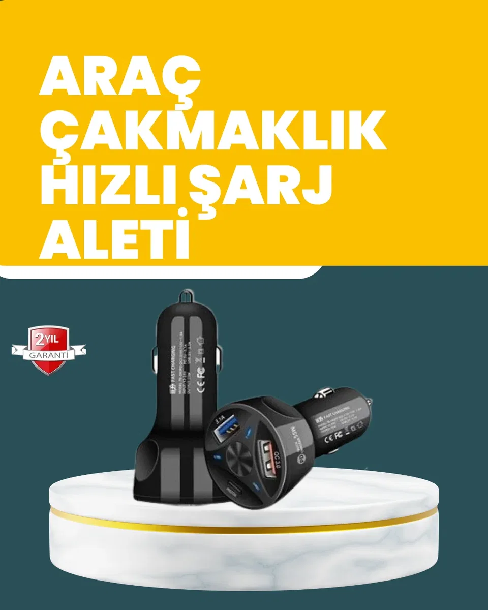 55W Hızlı Şarj Araç Çakmaklık Adaptörü QC 3. 0 PD
