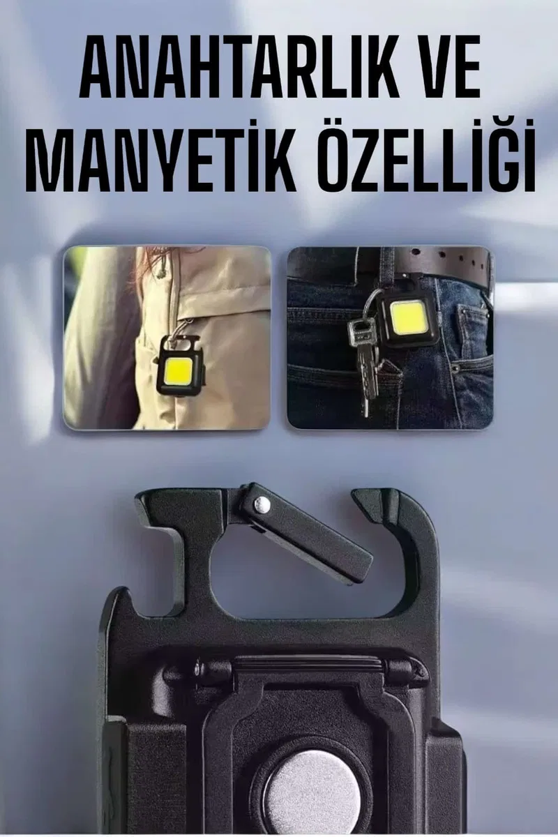 Anahtarlık Çok Amaçlı Mıknatıslı Taşınabilir Işık Led Şarjlı görsel 2