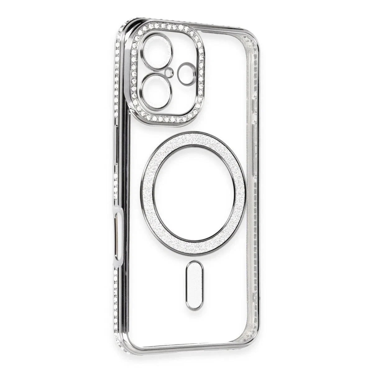 Apple İphone 16 Kılıf Joke Simli Magneticsafe Kılıf - Gri görsel 3
