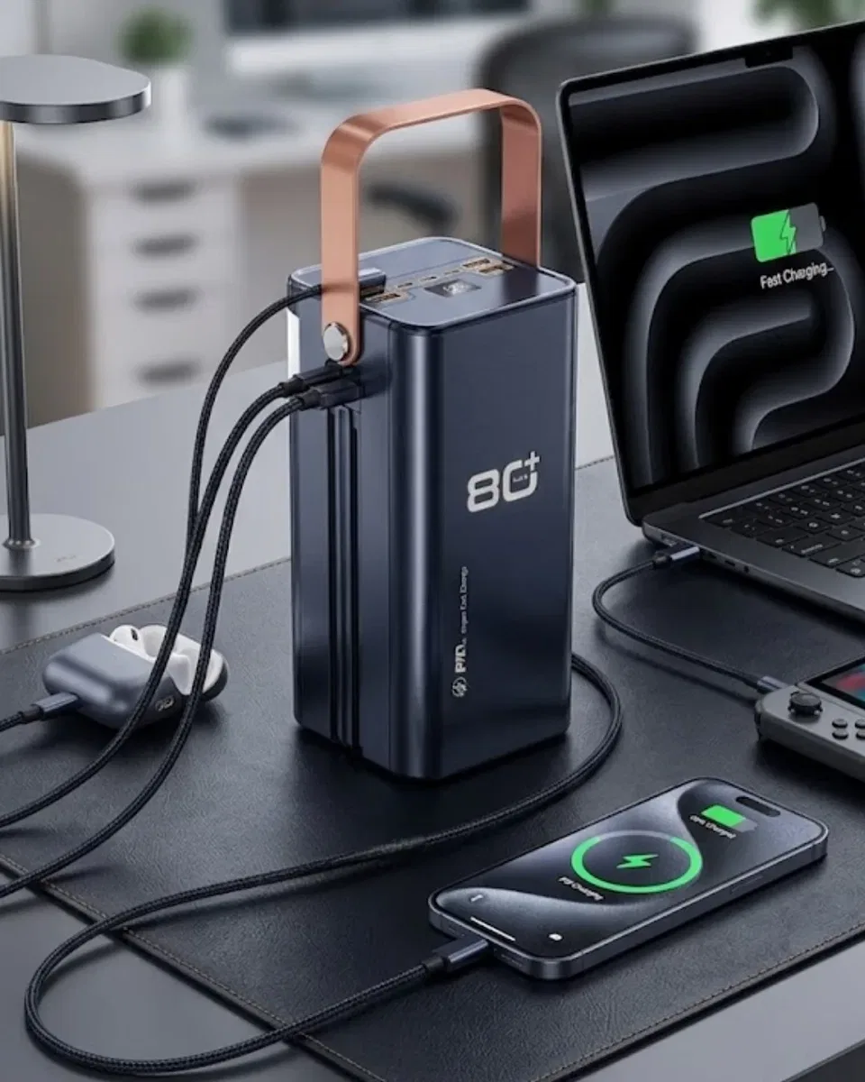 80000 mAh Taşınabilir Powerbank Süper Hızlı Şarj Çoklu Çıkış ve LED Göstergeli