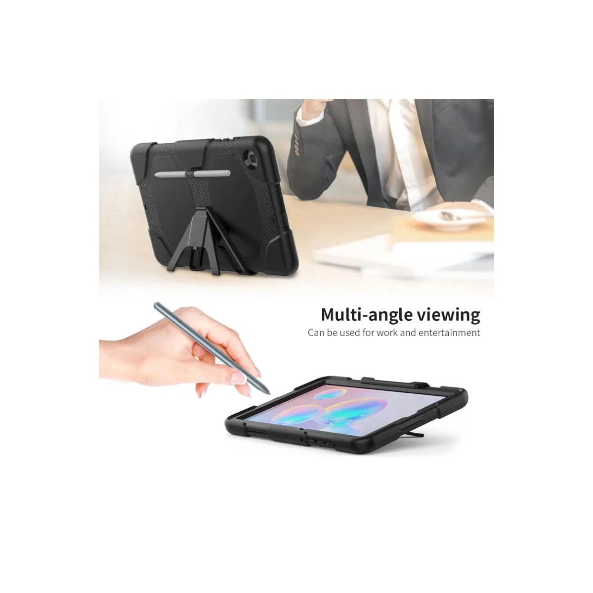 Samsung Galaxy T500 Tab A7 10. 4 Kılıf Griffin Tablet Kapak - Siyah görsel 6