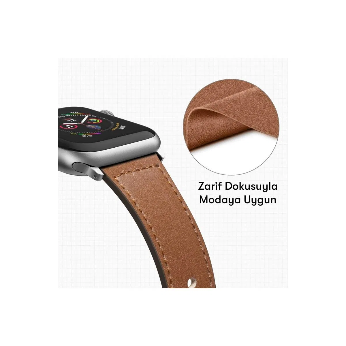 Apple Watch 42mm Kr415 Luaz Deri Kordon (saat Değildir) - Turuncu görsel 3