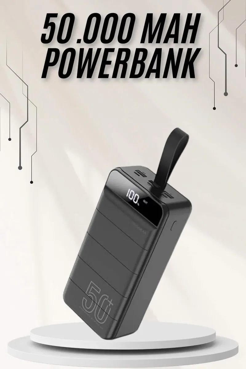 Powerbank Çoklu Şarj Girişi 50. 000 Mah Taşınabilir Dijital Göstergeli