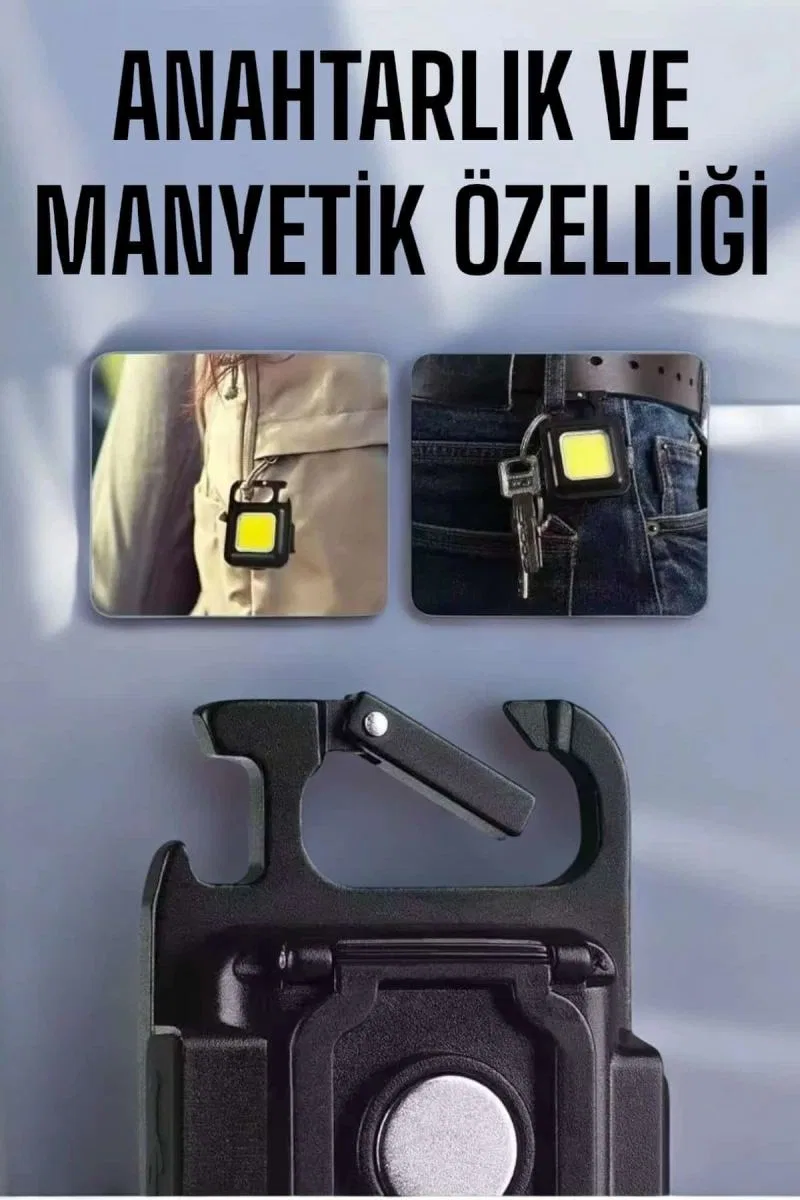 Anahtarlık Çok Amaçlı Mıknatıslı Taşınabilir Işık Led Şarjlı görsel 2