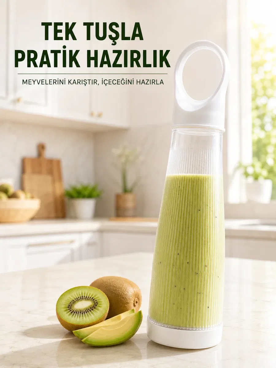 Şarjlı Smoothie Blender 400 ML Taşınabilir Meyve Karıştırıcı Pratik Mini Blender
