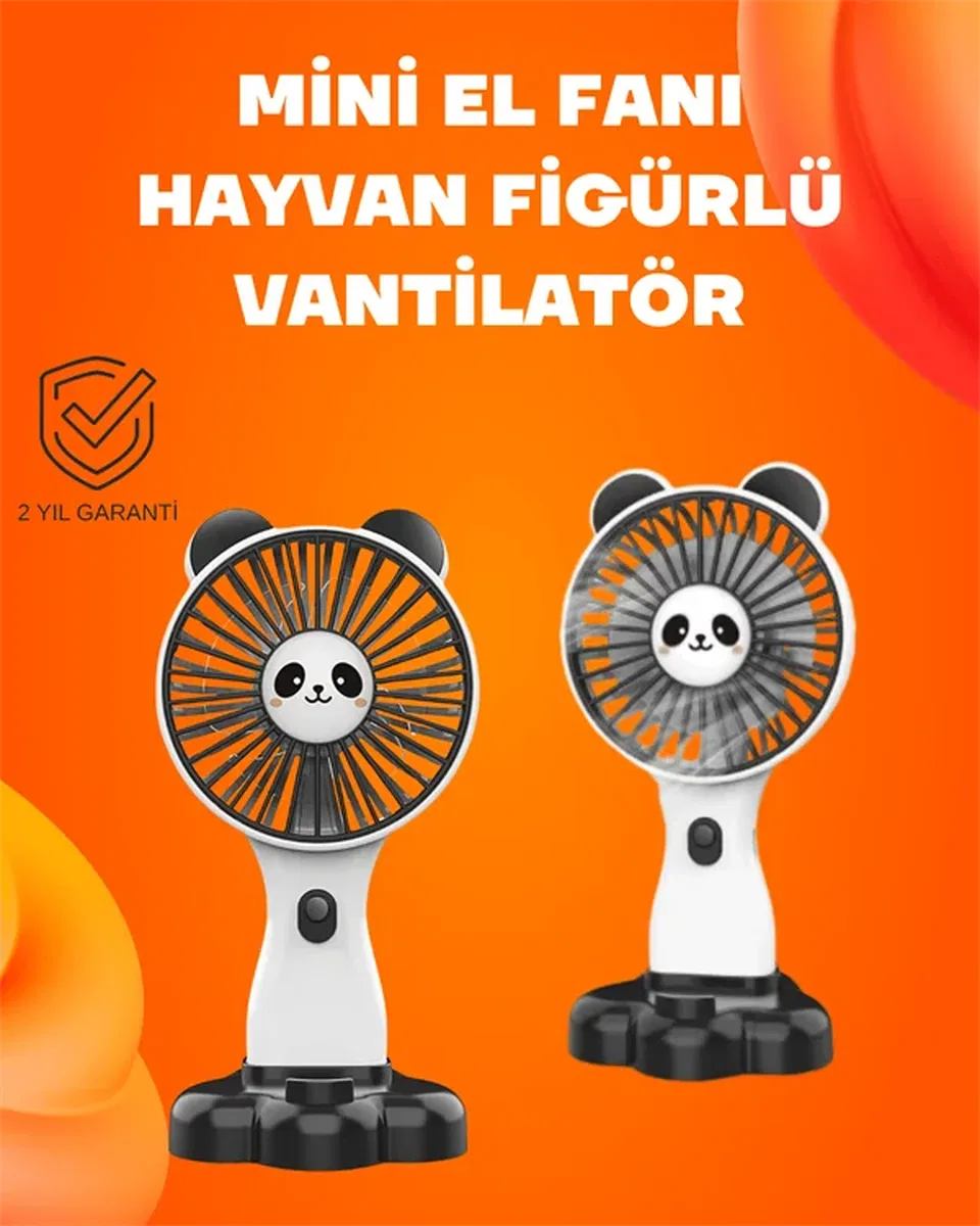 Kompakt Tasarımlı USB Şarjlı Mini Fan – Hayvan Figürlü Vantilatör görsel 2