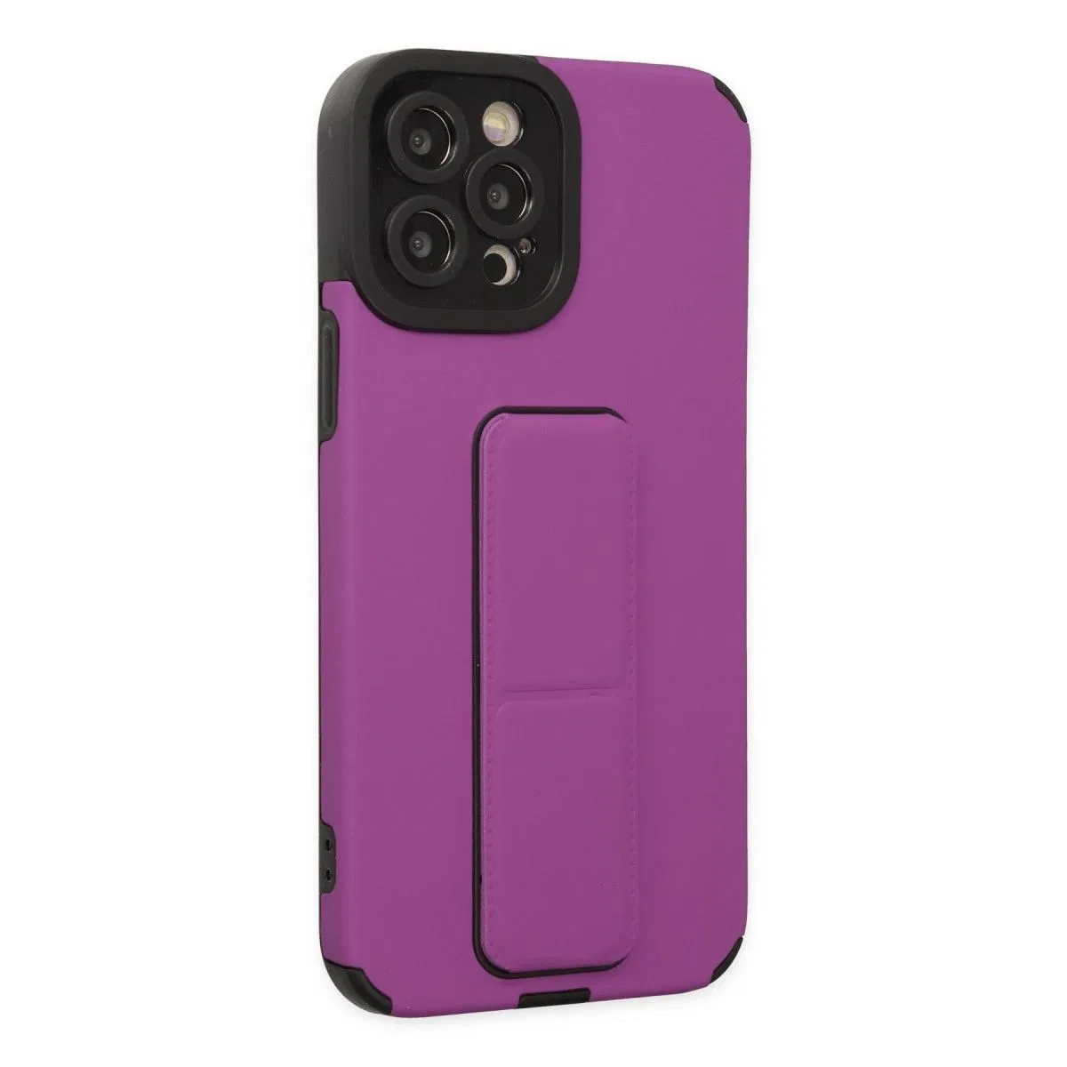 Apple İphone 12 Pro Max Kılıf Mega Standlı Silikon - Mor görsel 2