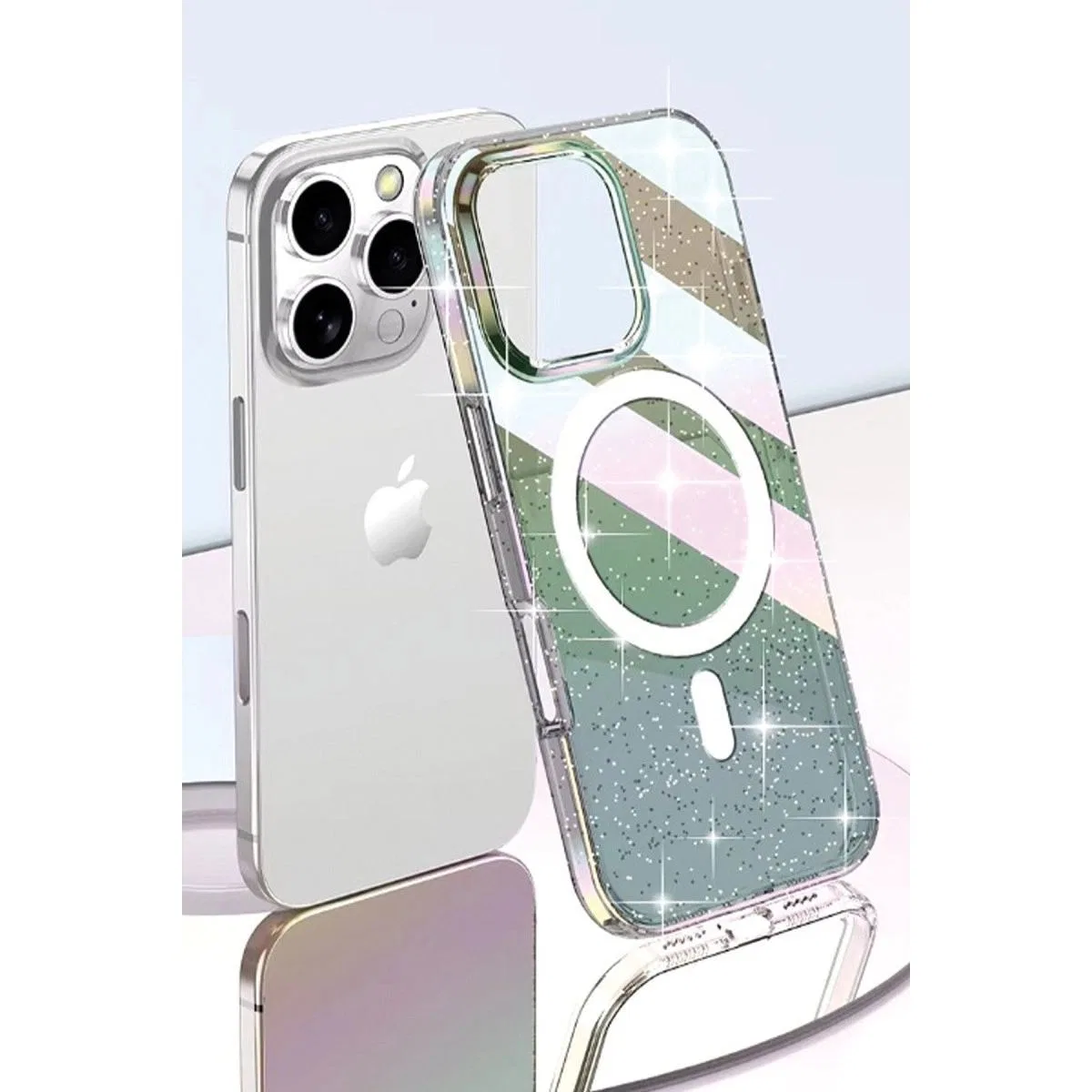 Joko Apple İphone 15 Pro Rasasi Simli Magsafe Kapak - Şeffaf görsel 3
