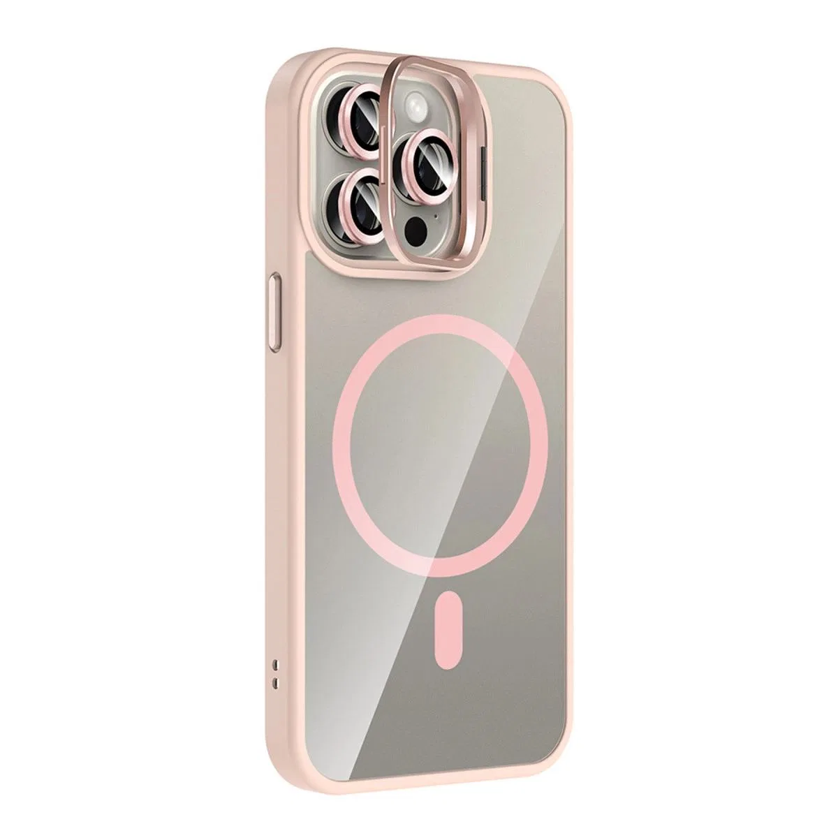 Joko Apple İphone 15 Pro Max Remim Lensli Magsafe Standlı Kapak - Pembe görsel 2