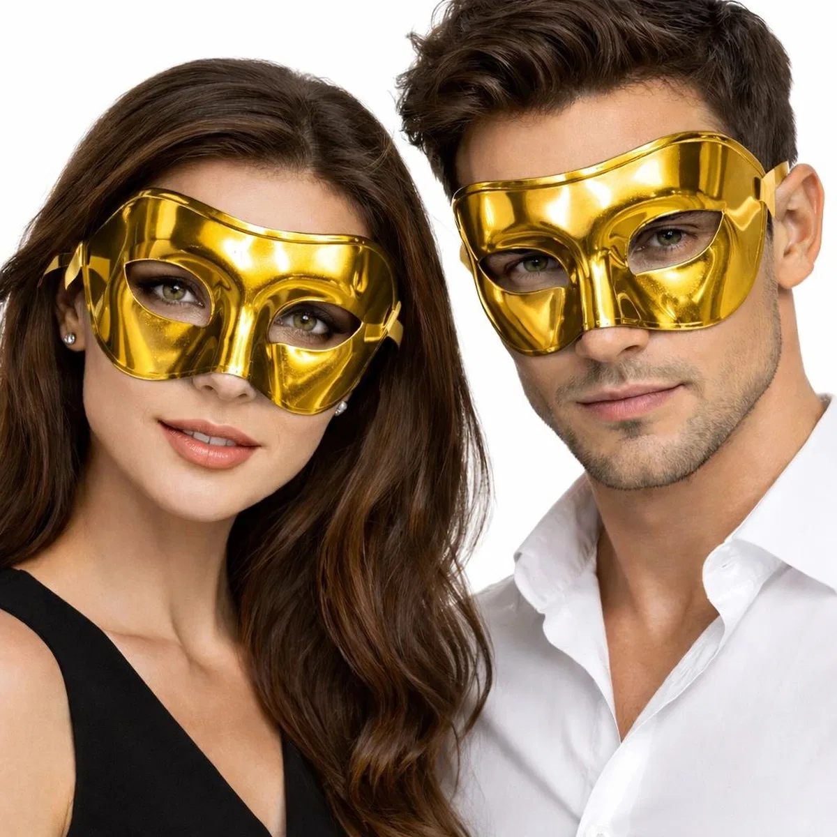 Metalize Parlak Parti Maskesi Altın Gold Renk 16x7 Cm görsel 2